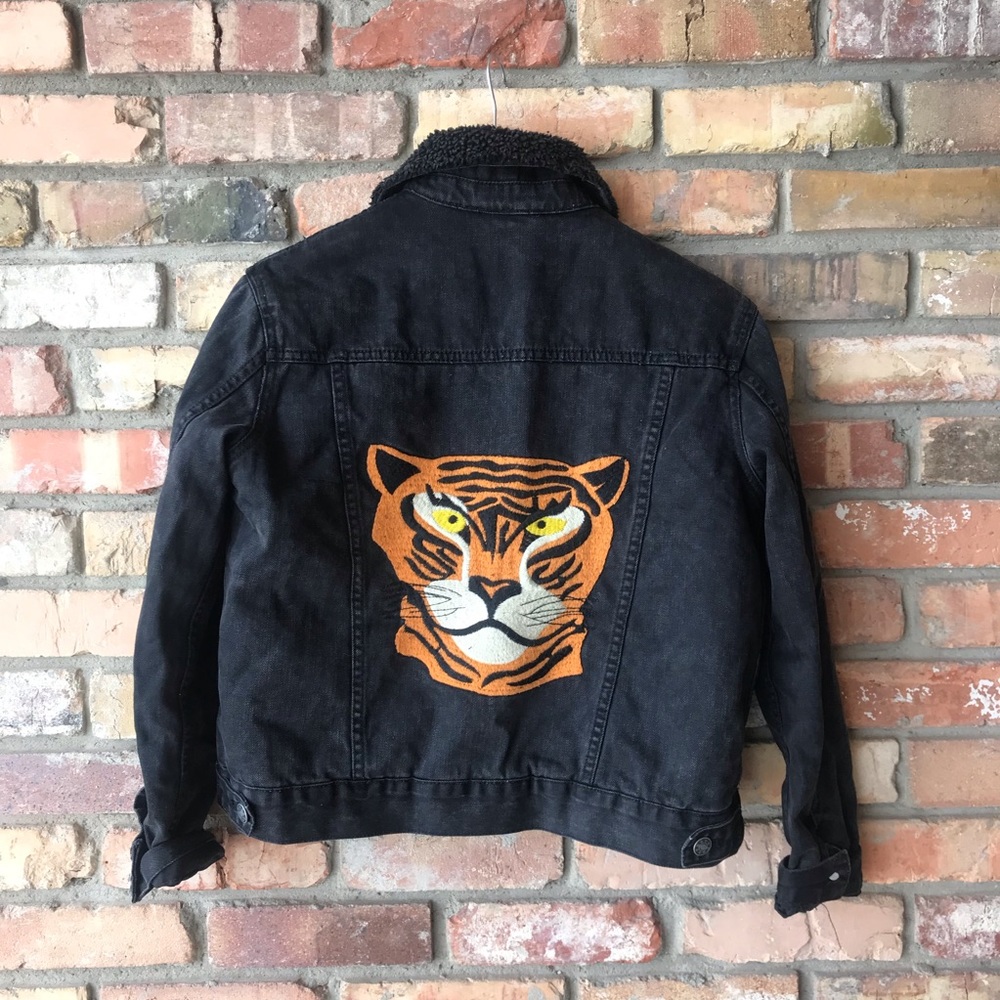 Free People Embroidered Tiger Denim Jacket